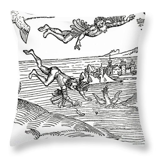 500x500 Daedalus And Icarus Throw Pillow For Sale By German School - Daedalus And Icarus Sketch