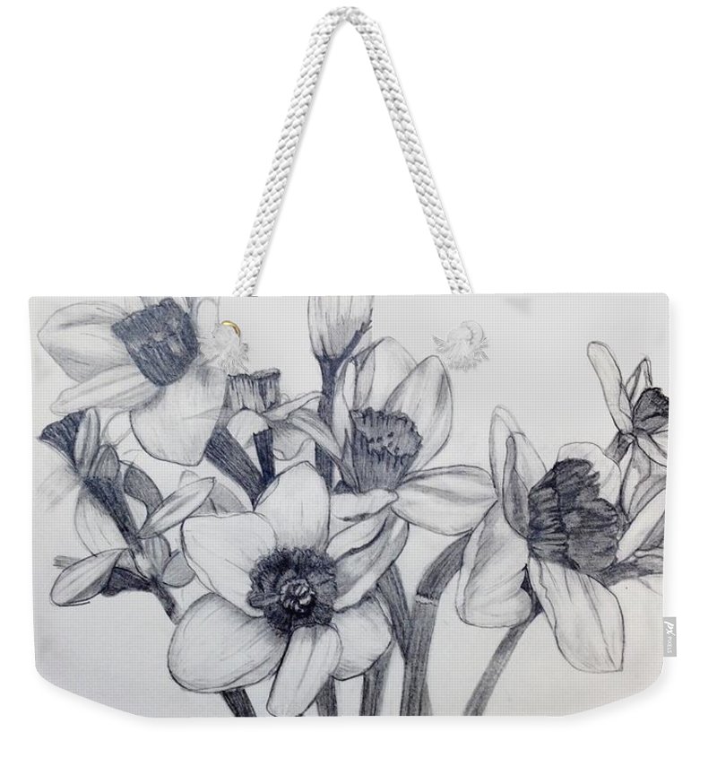 800x845 Daffodil Sketch Weekender Tote Bag For Sale By Nicole Curreri - Daffodil Sketch