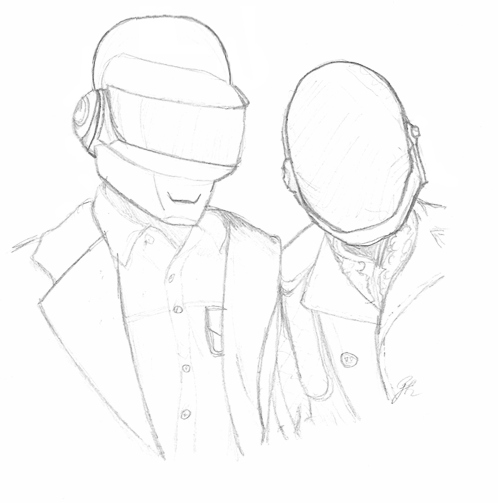 498x503 Daft Punk Sketch By Tehspoon - Daft Punk Sketch