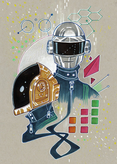 400x563 Daily Sketches Daft Punk By Chrissiezullo - Daft Punk Sketch