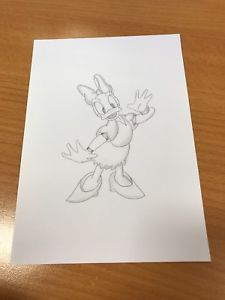 225x300 Disney Daisy Duck Drawing Sketch Handmade Original Artwork Ebay - Daisy Duck Sketch