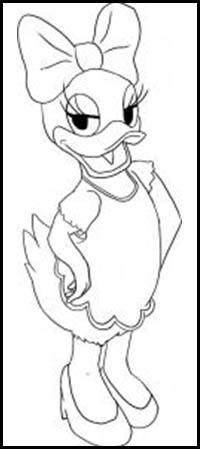 200x449 How To Draw Mickey Mouse Clubhouse Cartoon Characters Drawing - Daisy Duck Sketch