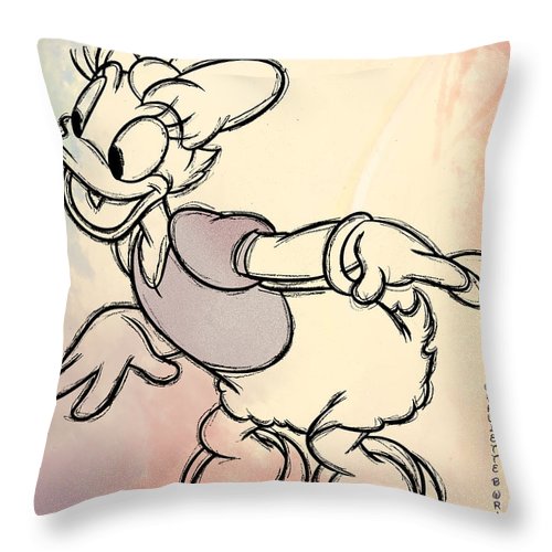 500x500 Daisy Duck Sketch Throw Pillow For Sale By Paulette B Wright - Daisy Duck Sketch