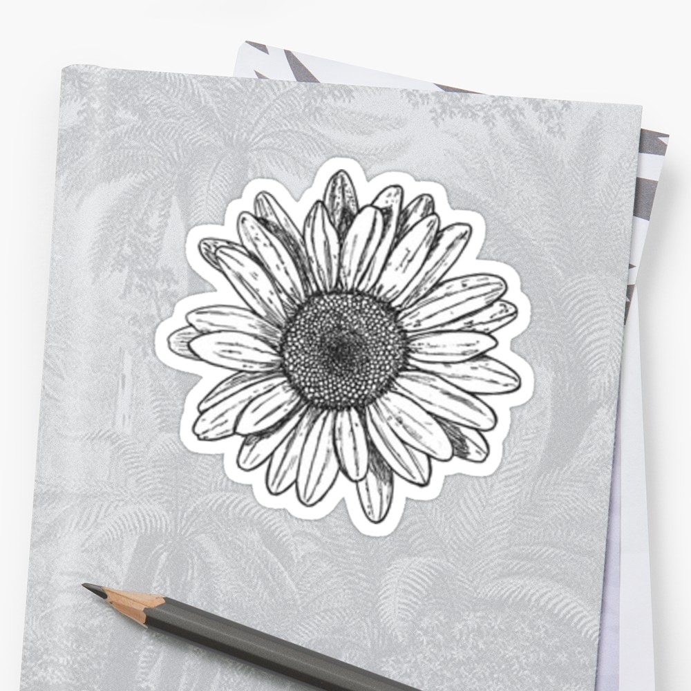1000x1000 Daisy Sketch Stickers By Sleet Redbubble - Daisy Sketch