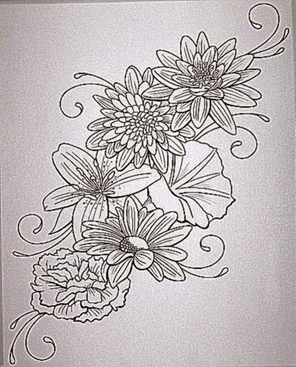 432x535 Flowers Tattoo Free Tattoo Pictures - Daisy Sketch Tattoo