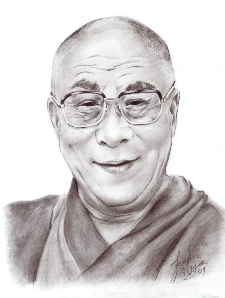 777x1028 Dalai Lama Drawing, Pencil, Sketch, Colorful, Realistic Art Images - Dalai Lama Sketch