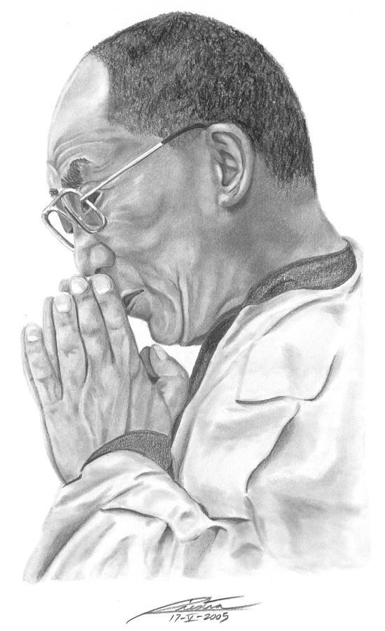 550x900 Dalai Lama Drawing By Pablo Riestra - Dalai Lama Sketch
