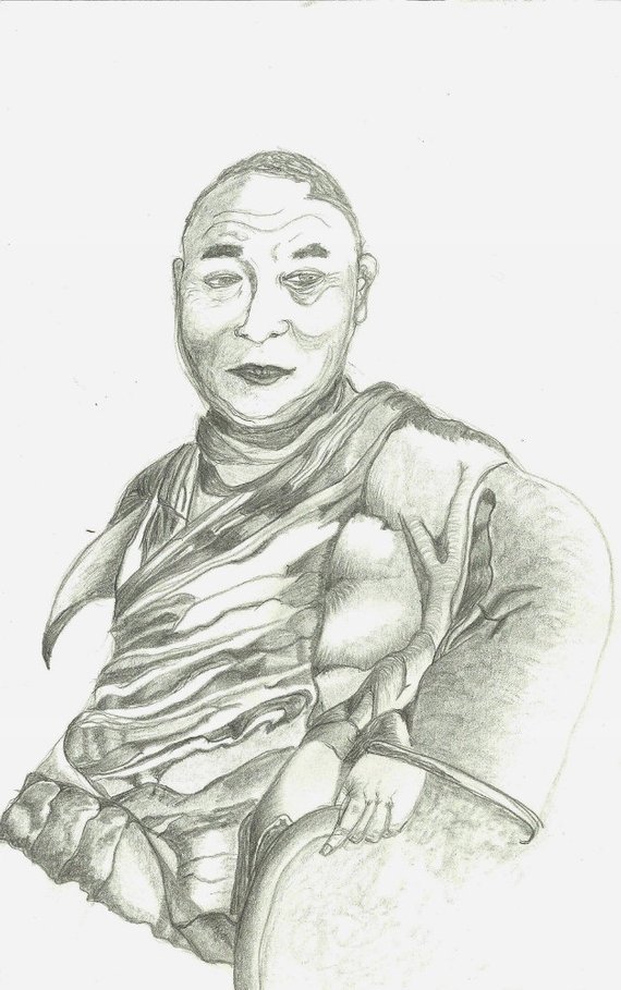 570x909 Dalai Lama Pencil Drawing Original Drawing Art Study Buddhist Etsy - Dalai Lama Sketch