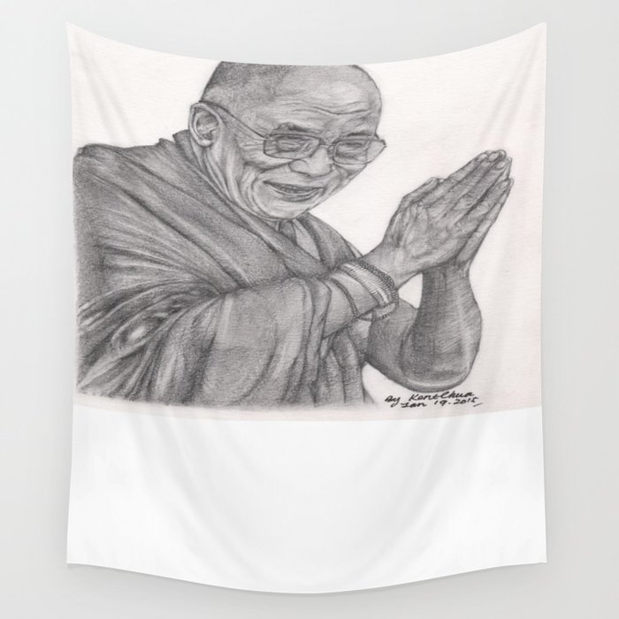 700x700 Dalai Lama Tenzin Gyatso Drawing Wall Tapestry By Kentchua Society6 - Dalai Lama Sketch