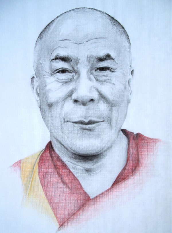 600x811 Dalai Lama Drawing By Agao - Dalai Lama Sketch