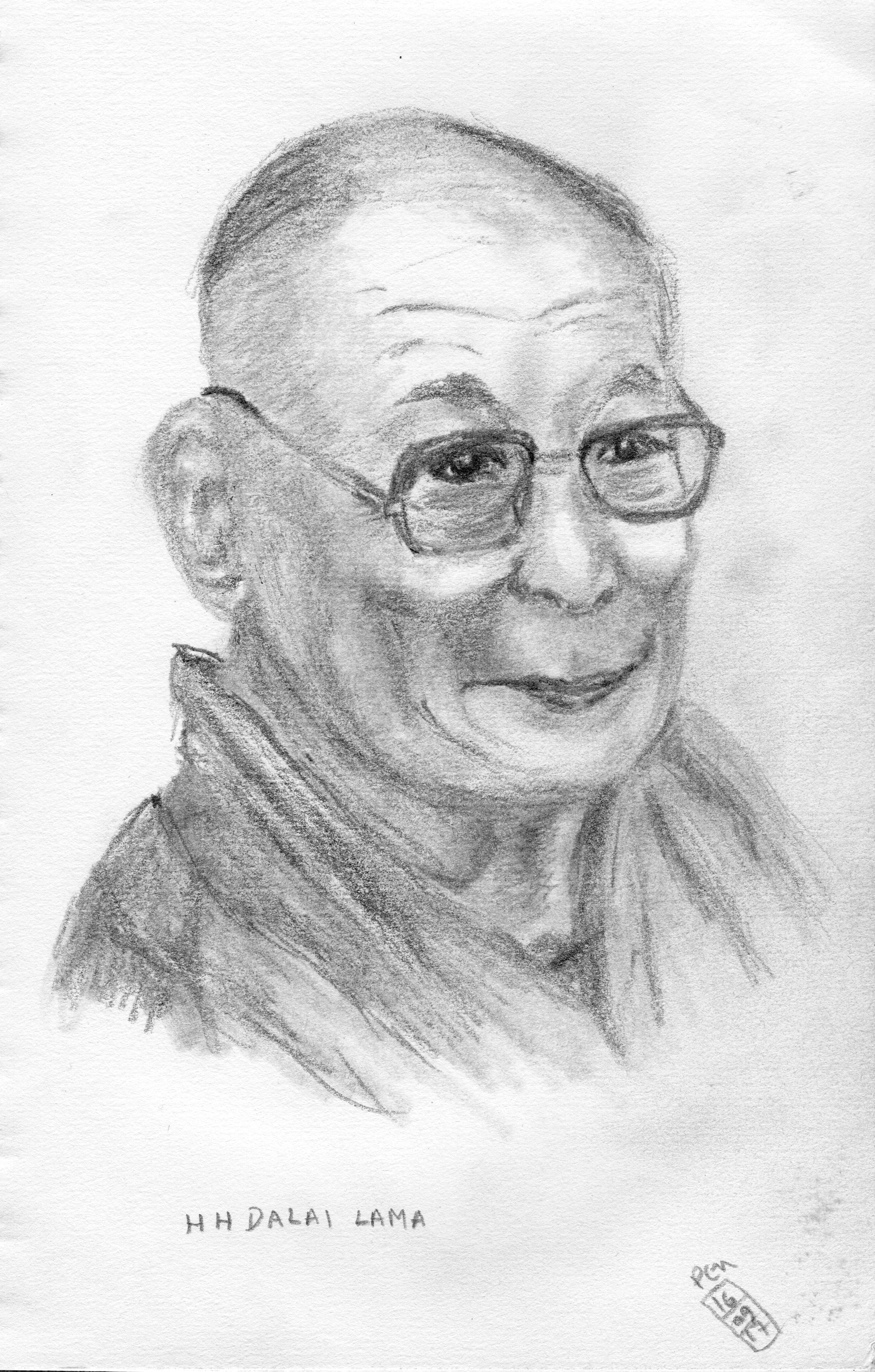 4145x6501 Hh Dalai Lama Penny Gower Art - Dalai Lama Sketch