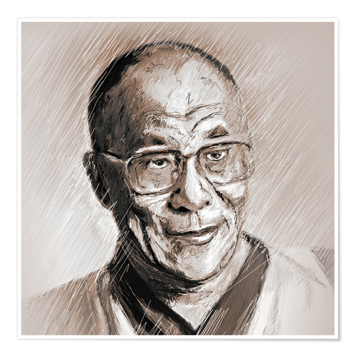 500x500 Christine Ganz Dalai Lama Poster Posterlounge - Dalai Lama Sketch