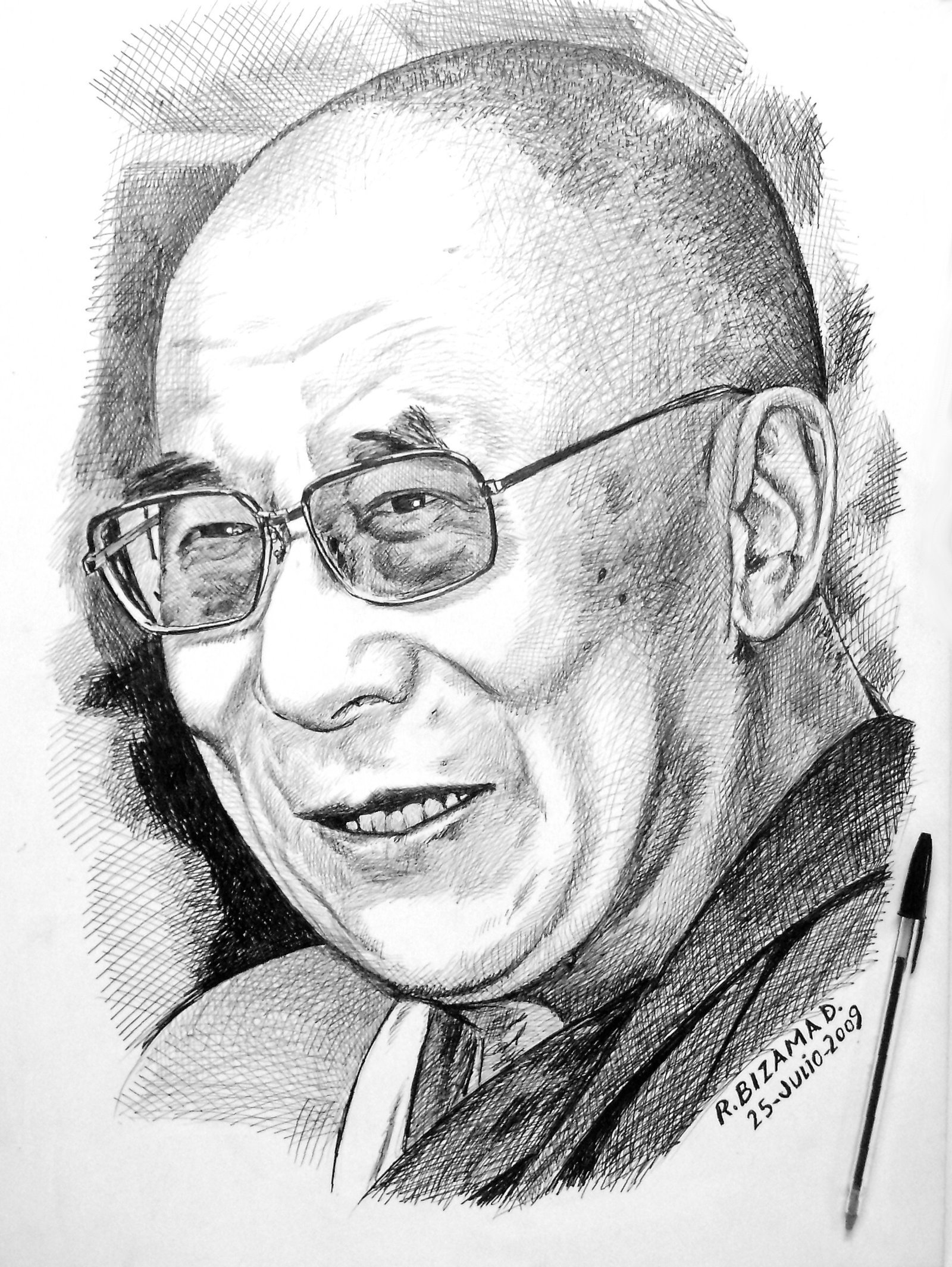 1600x2130 Dalai Lama By Robertobizama - Dalai Lama Sketch