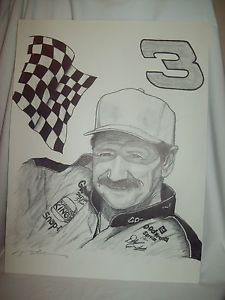 225x300 Dale Earnhardt Sr Pencil Sketch Copy Print Size 18x24 Signed - Dale Earnhardt Sketch