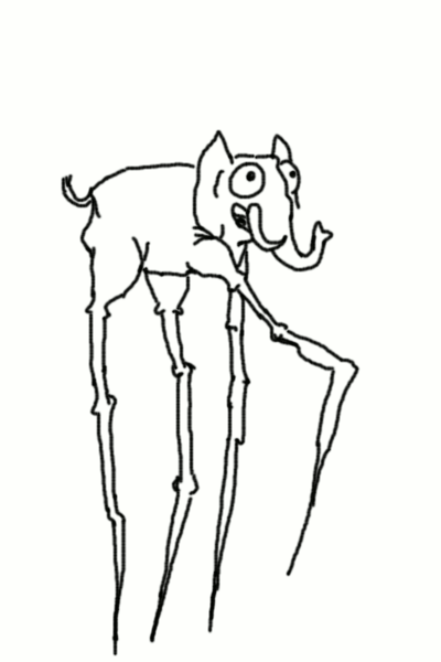 400x600 Dancing Dali Elephant - Dali Elephant Sketch