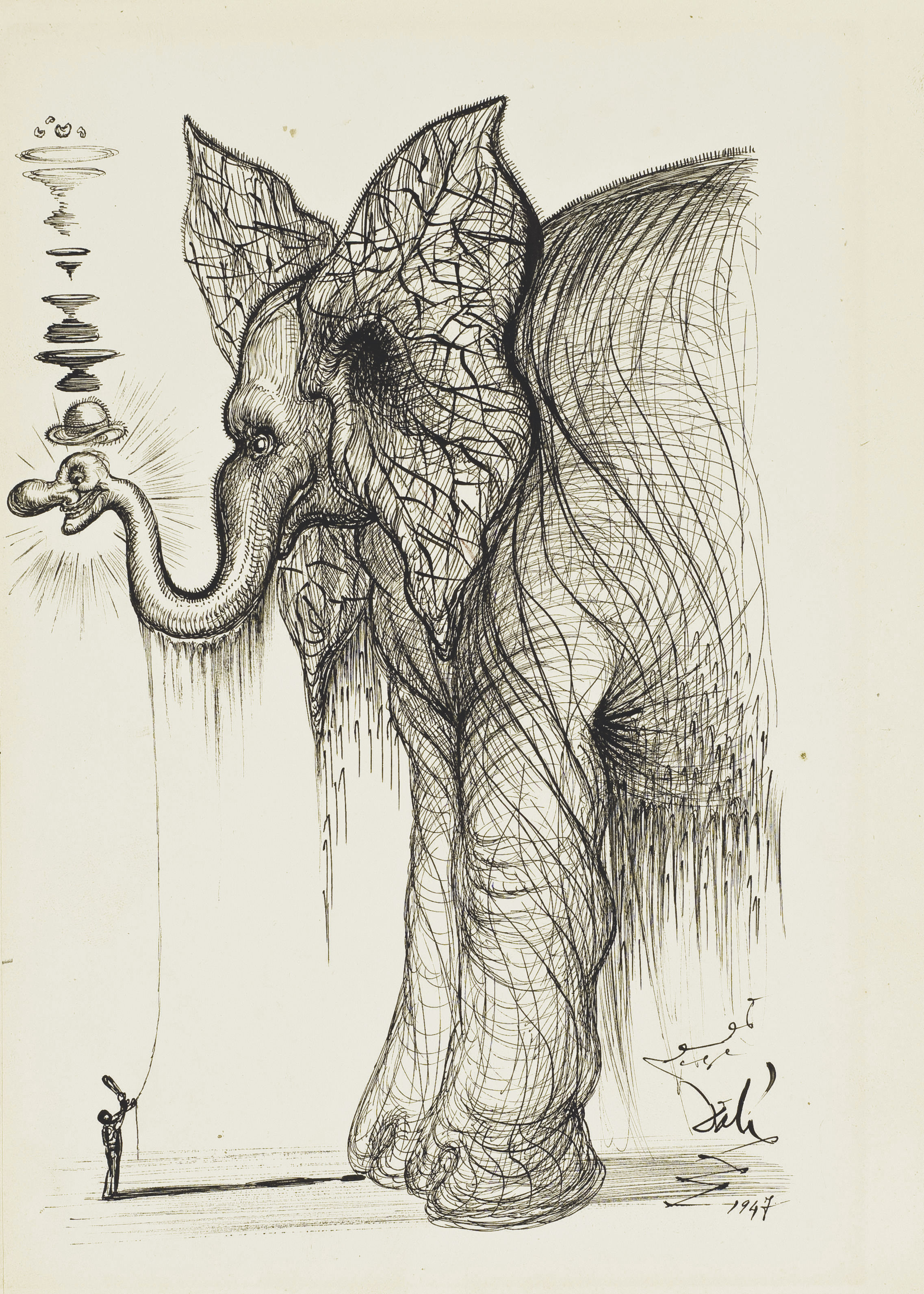 2274x3186 Salvador Dali (1904 1989) 20th Century, Drawings - Dali Elephant Sketch