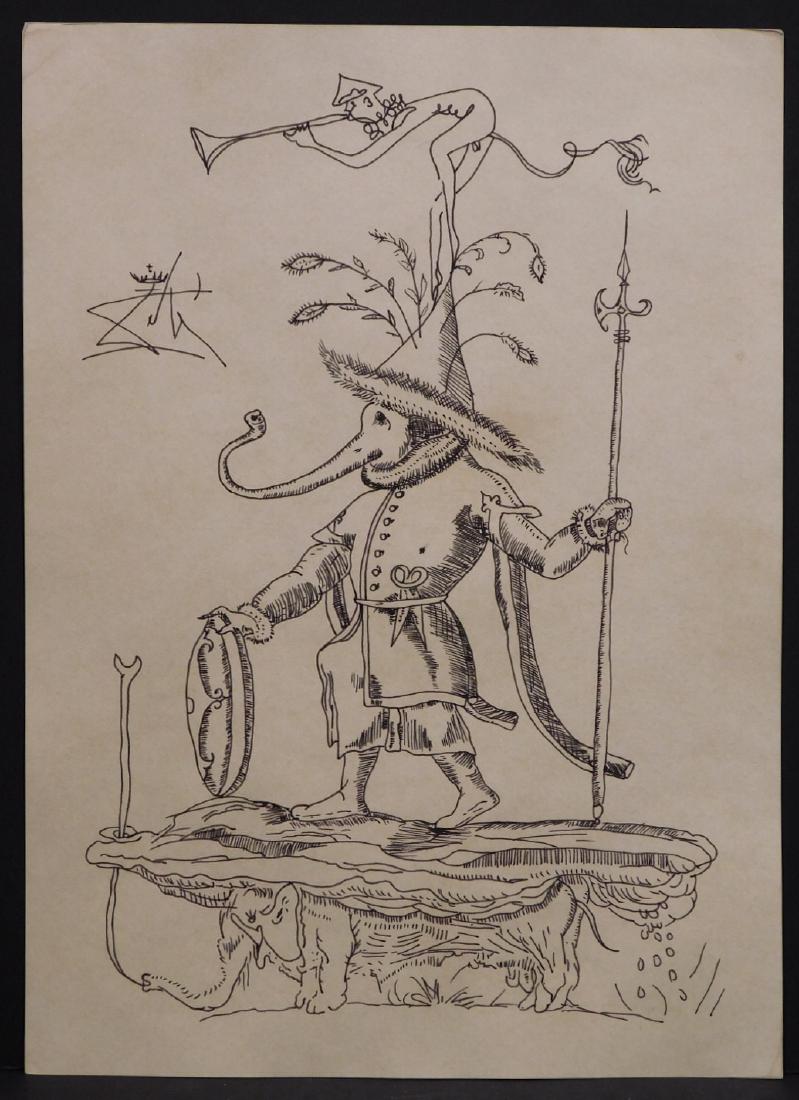 799x1100 Salvador Dali Surreal Figure Standing On An Elephant - Dali Elephant Sketch