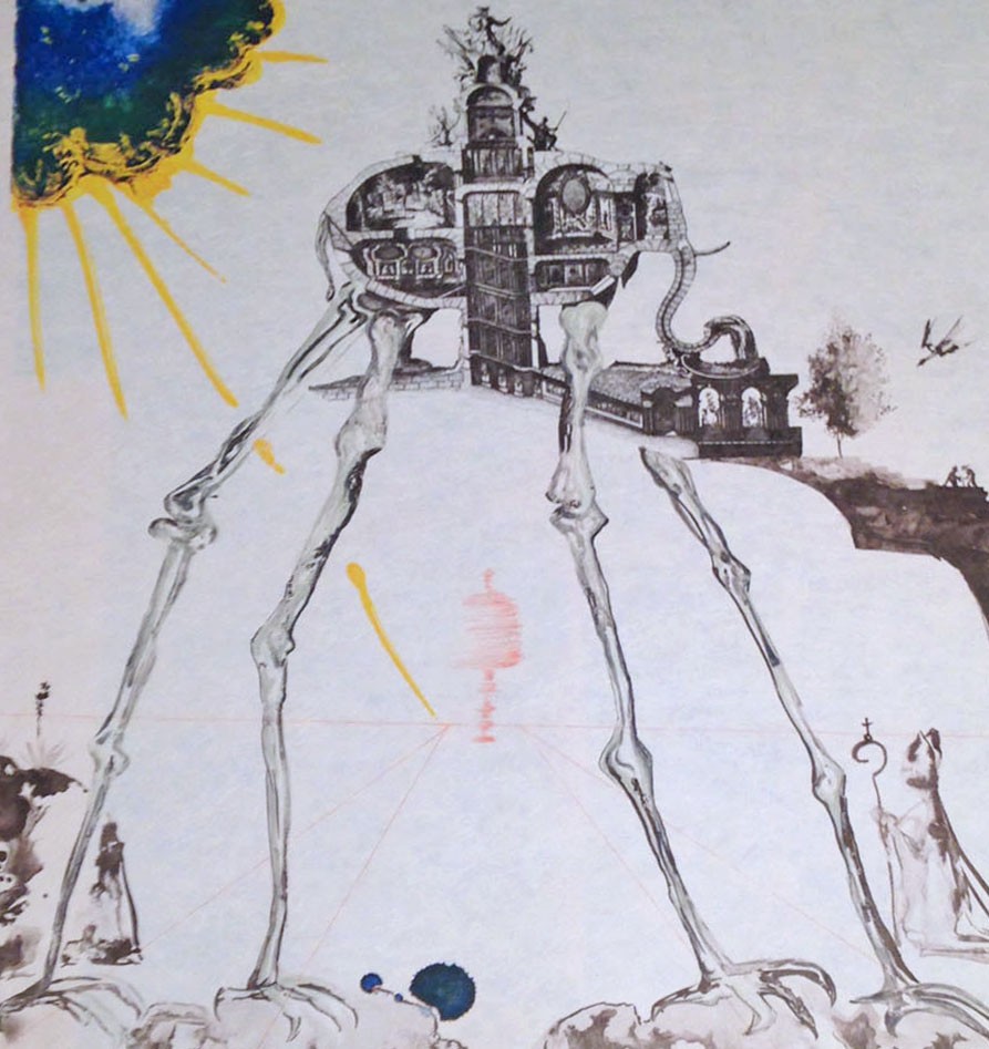 893x947 Space Elephant Georgetown Frame Shoppe - Dali Elephant Sketch