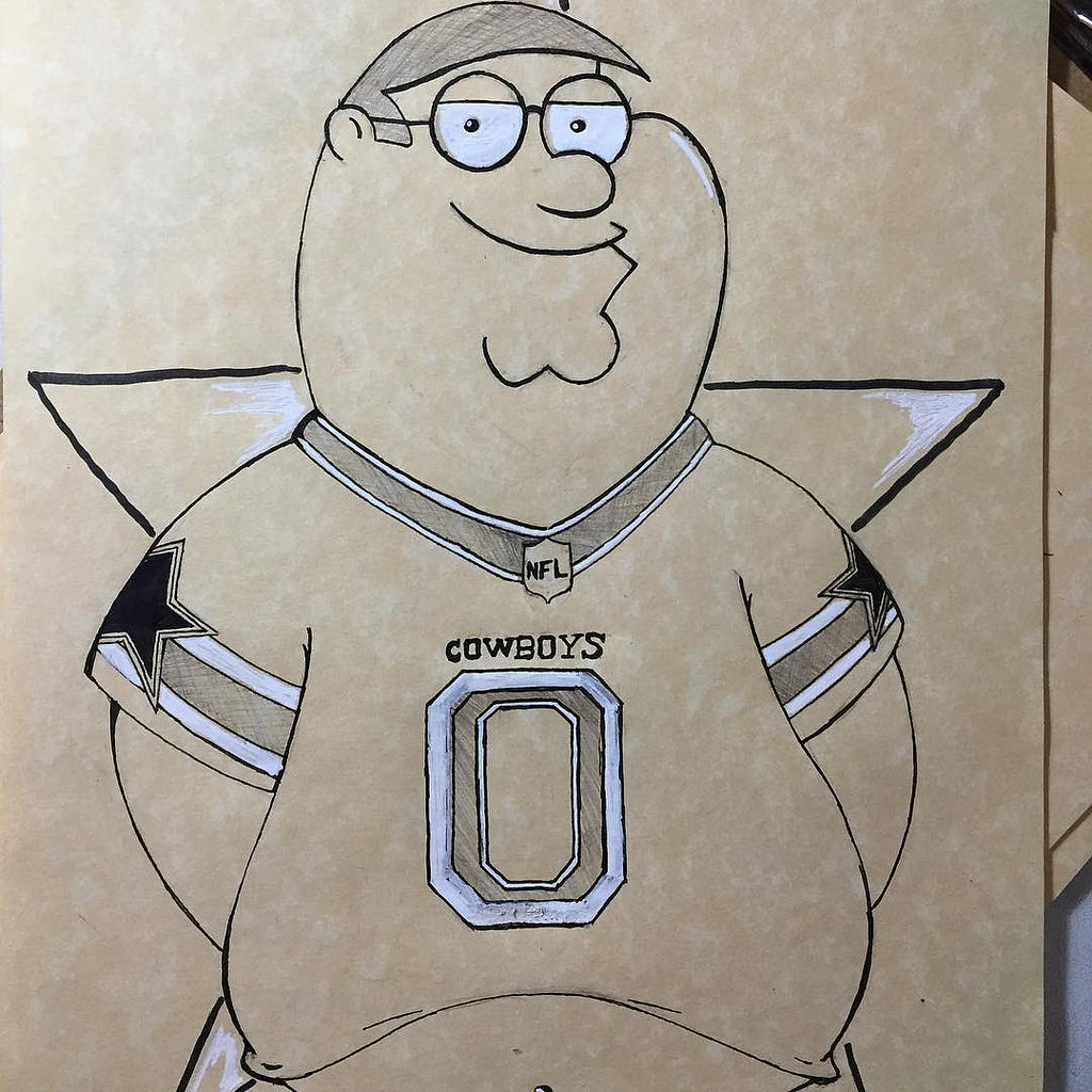 1024x1024 Daily Sketch Peter Griffin In A Cowboys Jersey. Someone - Dallas Cowboys Sketch