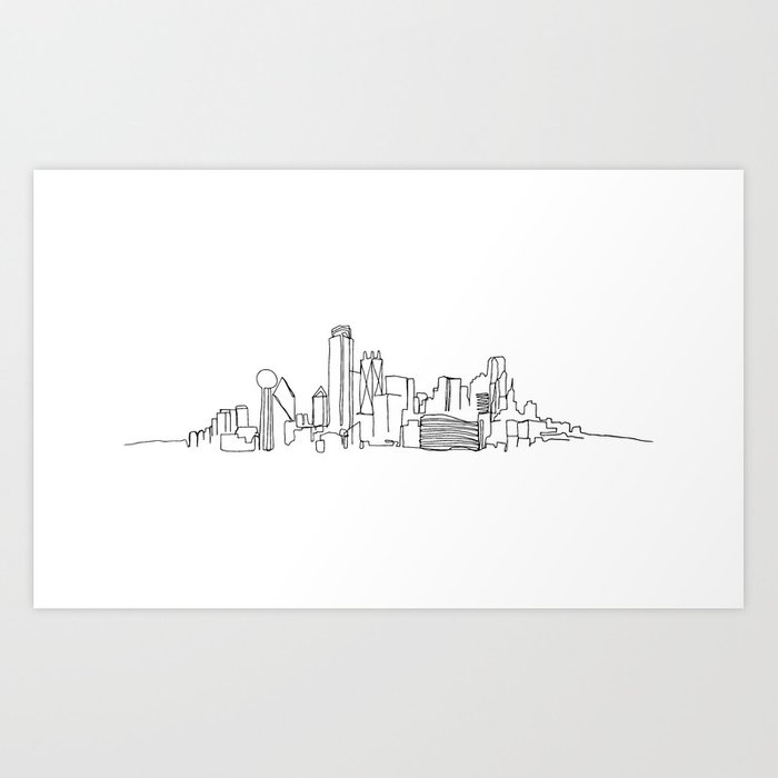 700x700 Dallas Skyline Drawing Art Print By Emilydesantis Society6 - Dallas Skyline Sketch