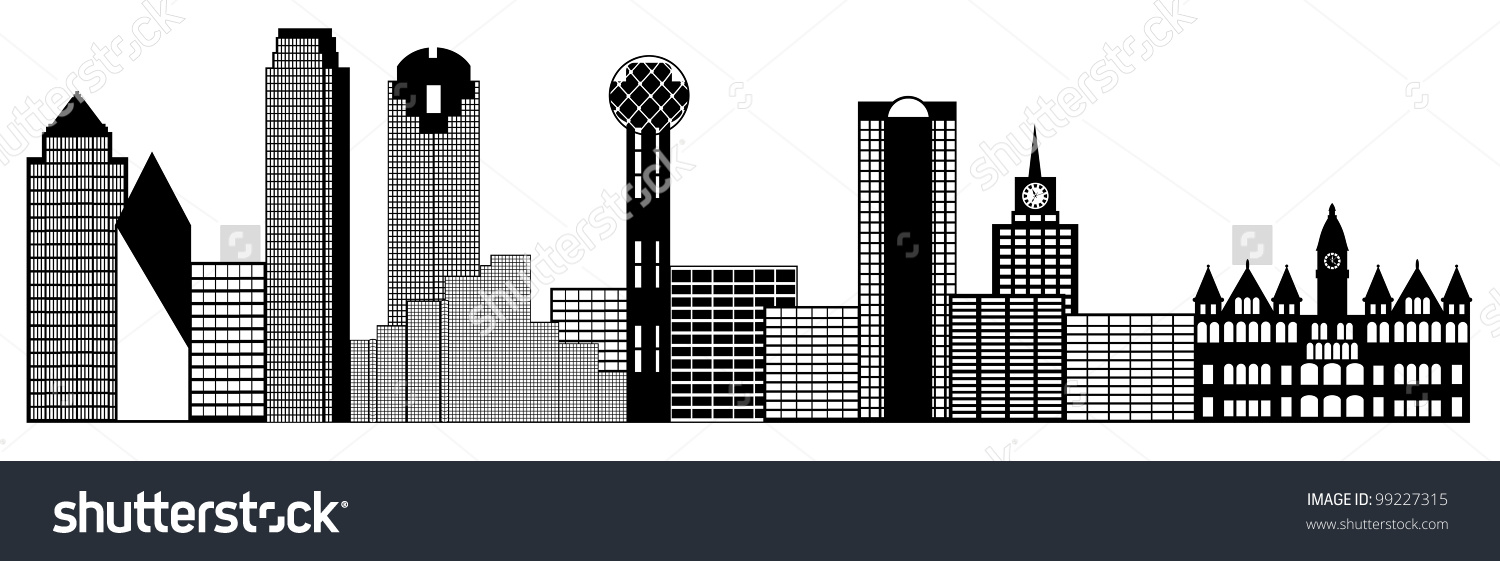 1500x561 Clipart Dallas Tx - Dallas Skyline Sketch