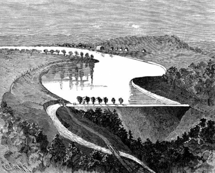 745x600 South Fork Dam (Pennsylvania, 1889) Case Study Asdso Lessons - Dam Sketch