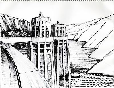 400x308 Drawing (On) The World Sketches From Hoover Dam - Dam Sketch