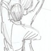 180x180 Dancing Couple Pencil Sketch Drawing By Mike Jory - Dancing Couple Sketch