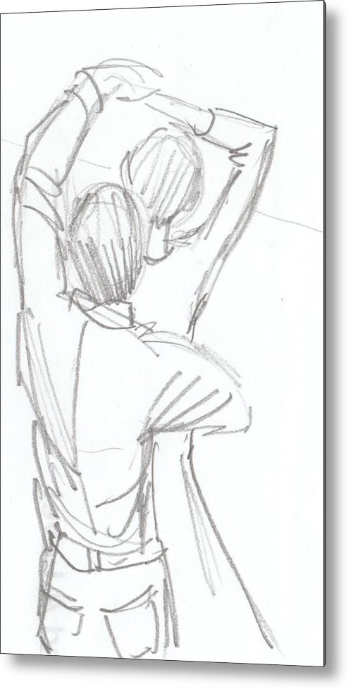 494x978 Dancing Couple Pencil Sketch Metal Print By Mike Jory - Dancing Couple Sketch