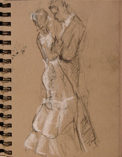 488x625 Joan Vienot 2014 0515 First Dance Sketch - Dancing Couple Sketch