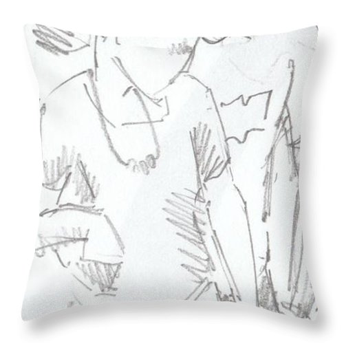 500x500 Modern Jive Ceroc Dancing Couple Pencil Drawing Throw Pillow For - Dancing Couple Sketch