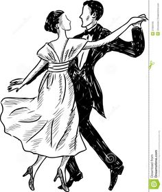 236x279 Vintage Dancing Couple - Dancing Couple Sketch