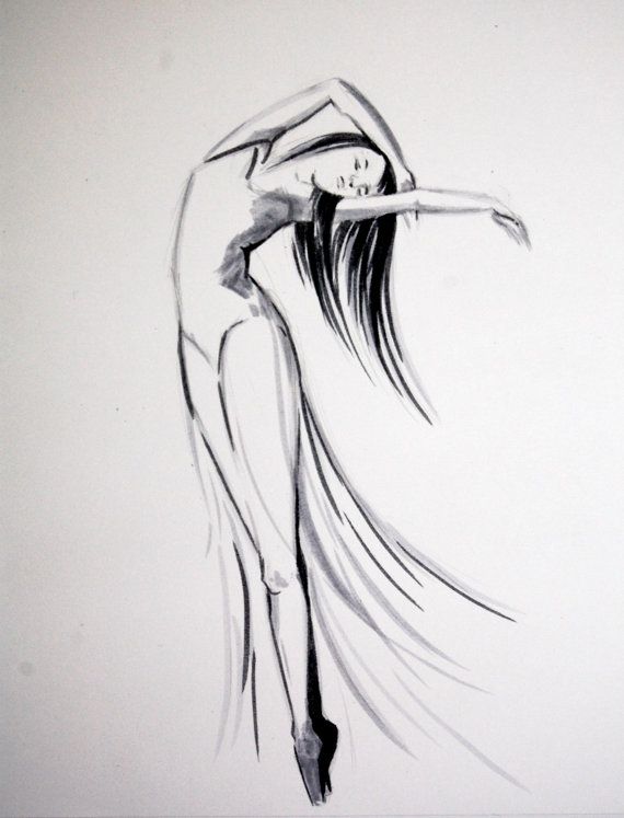 570x747 Dancing Woman Drawing Ballerina Dancer Figurative By Canotstop - Dancing Girl Sketch