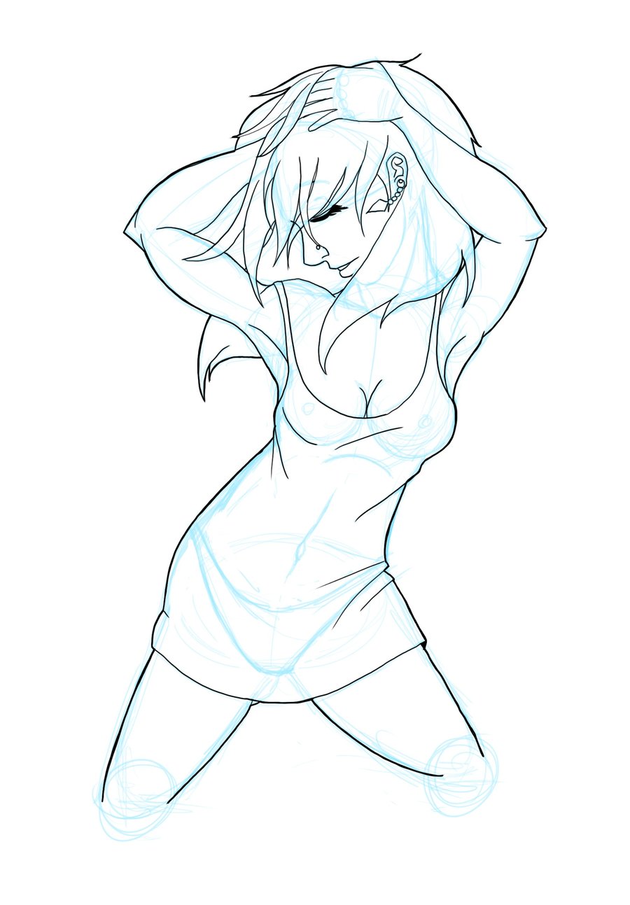 900x1293 Drawn Girl Dancing - Dancing Girl Sketch