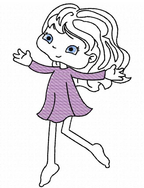 489x640 Girl Dancing Sketch Embroidery Design - Dancing Girl Sketch