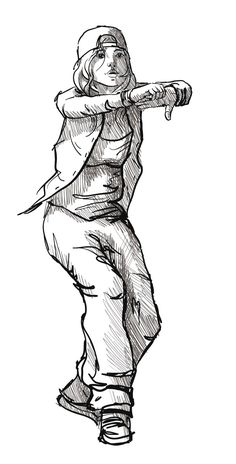 236x464 Hip Hop Dancer Sketch Hip Hop ~ Dance Dance - Dancing Girl Sketch
