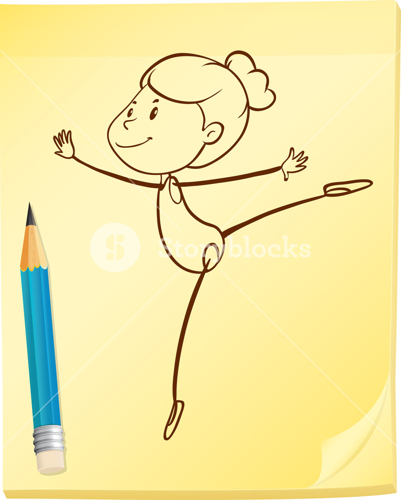 802x1000 Illustration Of A Sketch Of A Girl Dancing Royalty Free Stock - Dancing Girl Sketch