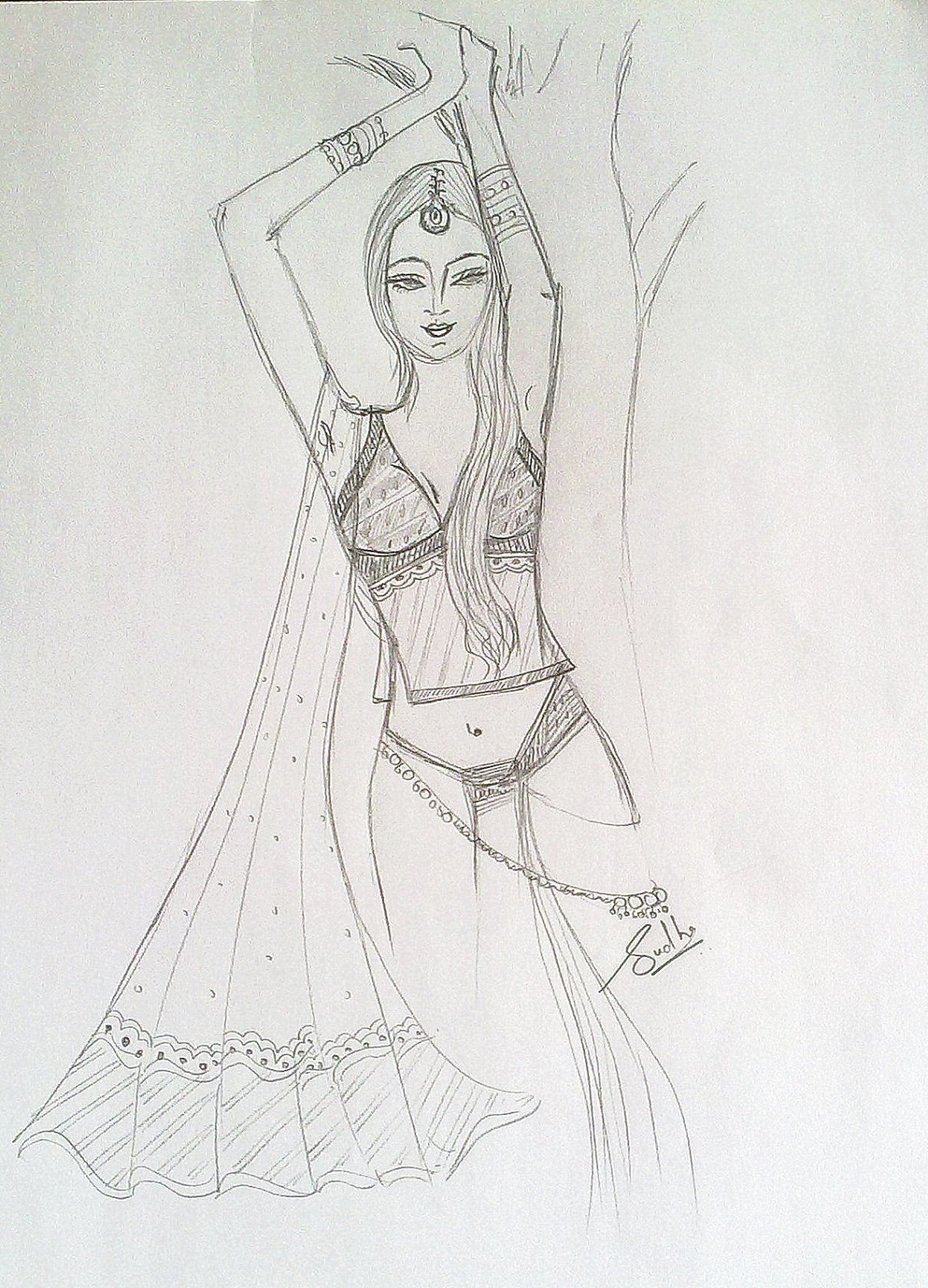 1153x1600 Pencil Sketch Of A Girl Dancing Beautiful Dancing Girl Sketch - Dancing Girl Sketch