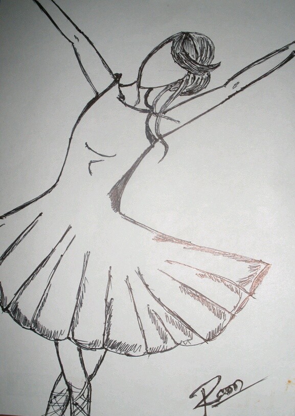 577x815 Sketch Of A Dancing Girl - Dancing Girl Sketch