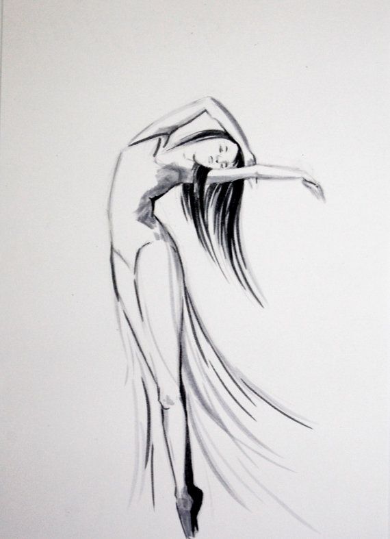 570x787 Dancing Woman Drawing, Ballerina Dancer Figurative Drawing Art - Dancing Woman Sketch