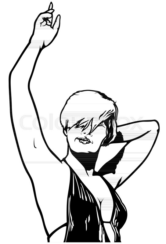 544x800 Dancing Woman With Hand Up - Dancing Woman Sketch