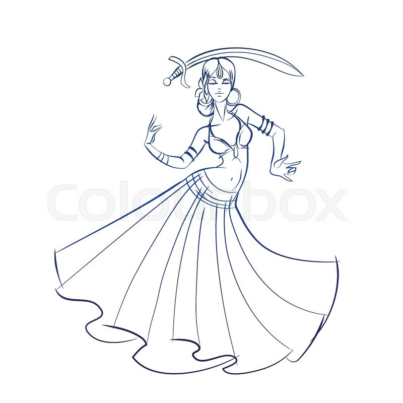 800x800 Gesture Sketch Line Drawing Of Belly Dancing Woman Stock Vector - Dancing Woman Sketch
