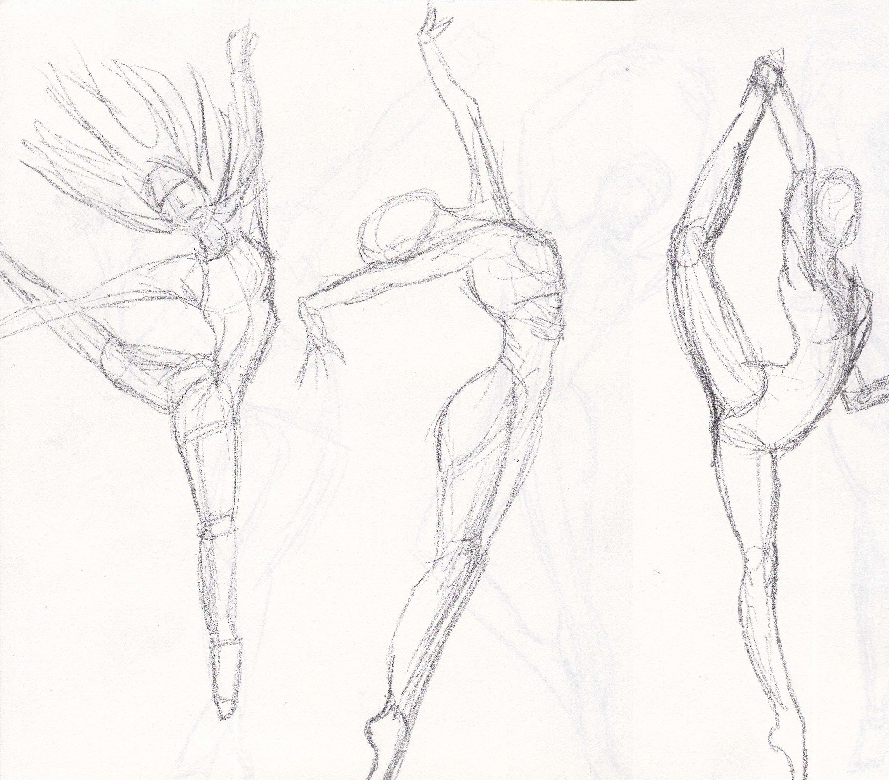 3000x2632 Graphite Tiffany (Metzger) Thornton - Dancing Woman Sketch