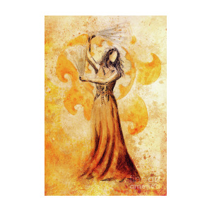 300x300 Sketch Of Mystical Dancing Woman And Hand Fan. And Beautiful - Dancing Woman Sketch