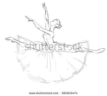 450x406 A Young Ballerina. Freehand Drawing Of A Ballet Dancer Girl - Dancing Woman Sketch