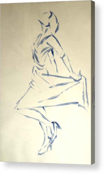 443x740 Blue Line Drawing Of A Woman Dancing Holding Her Skirt Back - Dancing Woman Sketch