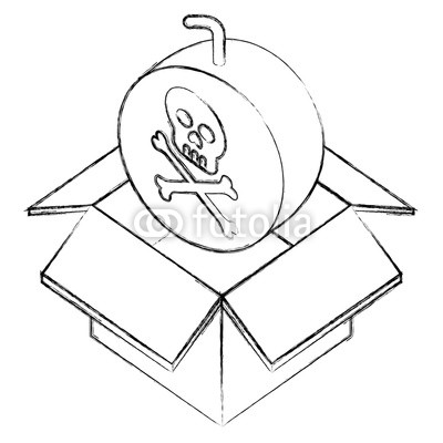 400x400 Danger Bomb Skull In Box Storage Isometric Vector Illustration - Danger Sketch