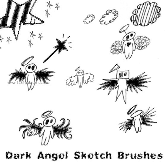 556x555 Dark Angel Sketch Photosop Brushes 123freebrushes - Dark Angel Sketch
