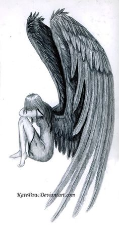 236x448 Fallen Angel Sketch Drawings Drawings, Angel - Dark Angel Sketch