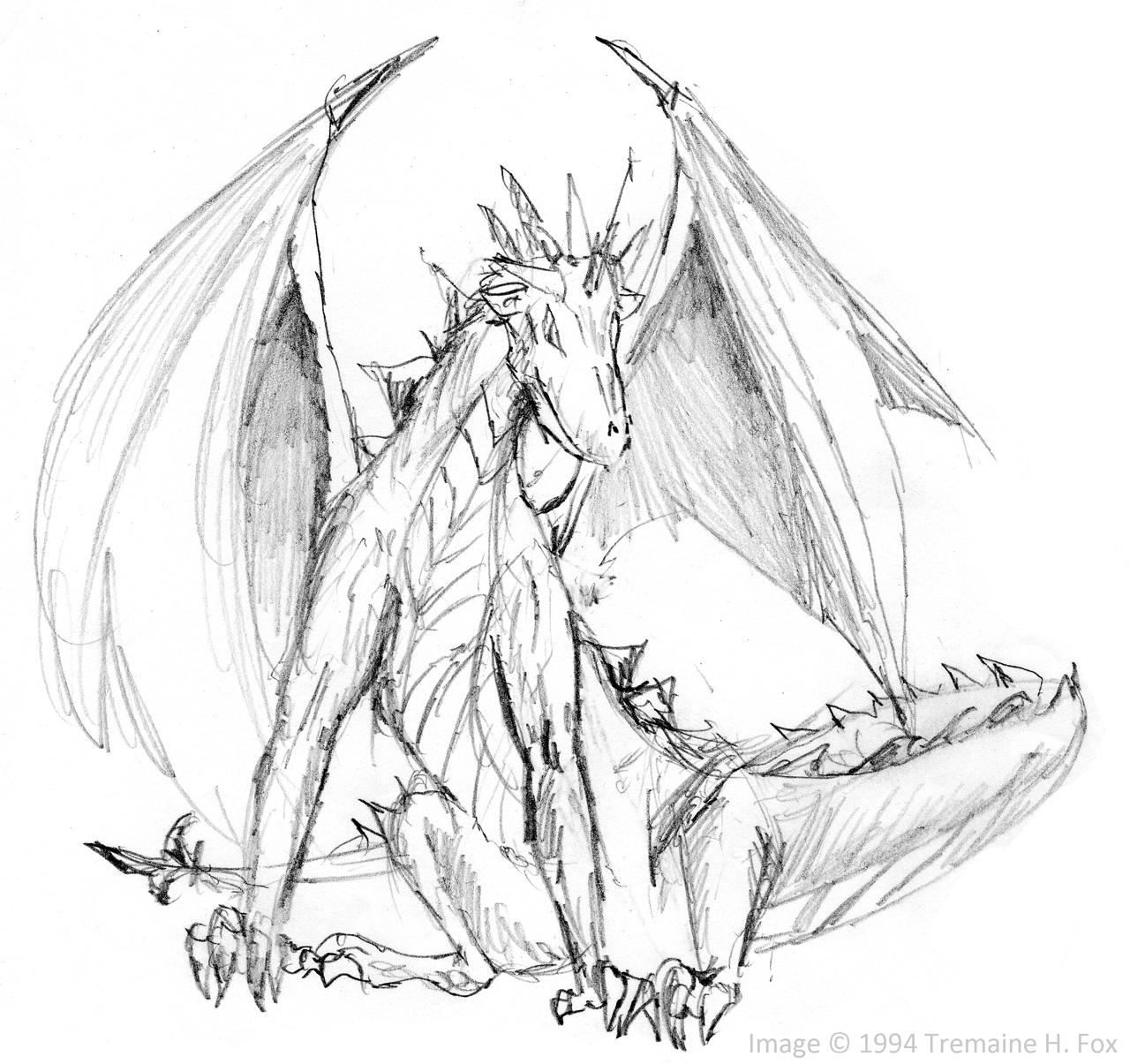 1280x1205 1994) Dark Diamond, A Black Dragon Weasyl - Dark Dragon Sketch